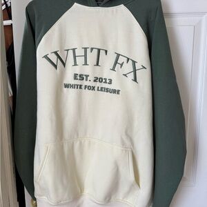White Fox Boutique Green and Cream Hoodie